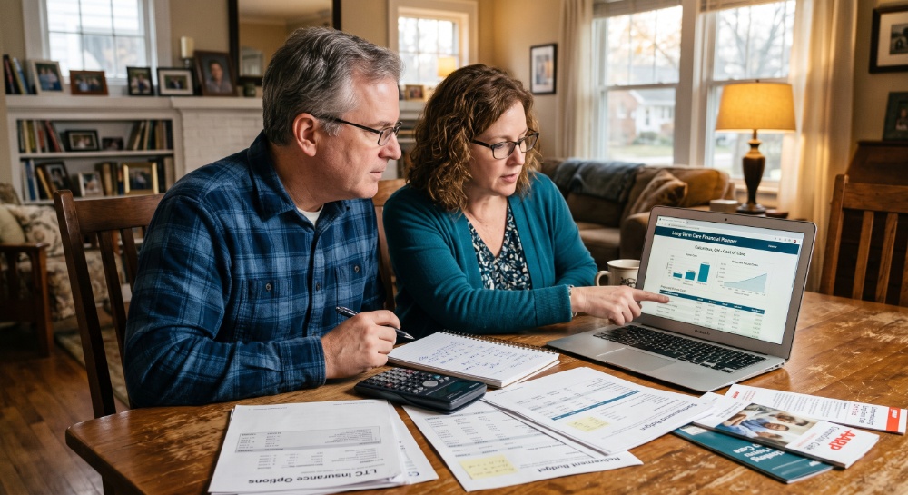 Couple comparing costs